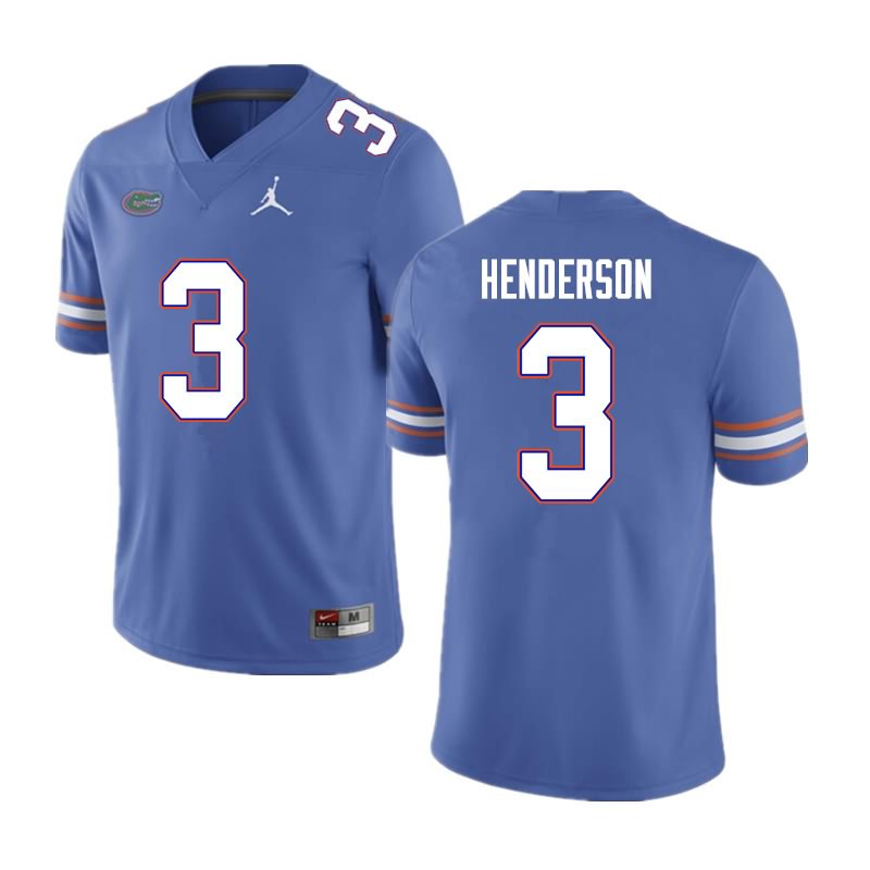 Men's NCAA Florida Gators Xzavier Henderson #3 Stitched Authentic Nike Blue College Football Jersey AQL5265OQ